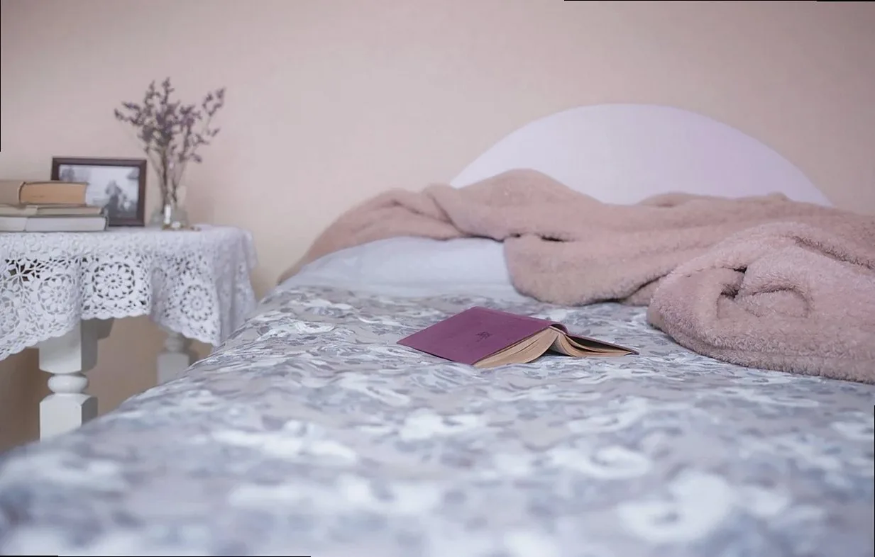 bed, bedroom, blanket, books, cover, cozy, cushion, furniture, indoors, interior design, room, bedroom furniture, beddin